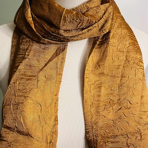 NWT Handmade Gold Textured Scarf by Sana – Elegant Shimmer Design - Picture 4 of 6